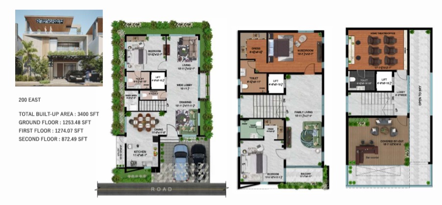 200 sq yards luxury villa floor plan in Bandlaguda Jagir