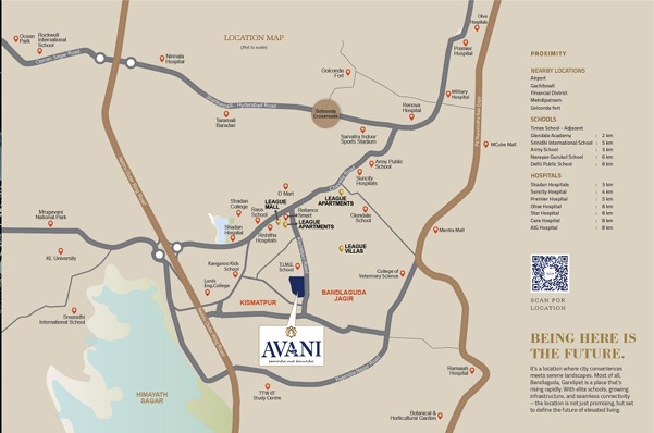 Location map of premium 3bhk apartments in Bandlaguda